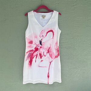 Charlie Paige Flamingo Print Pink Sleeveless Dress Petites S